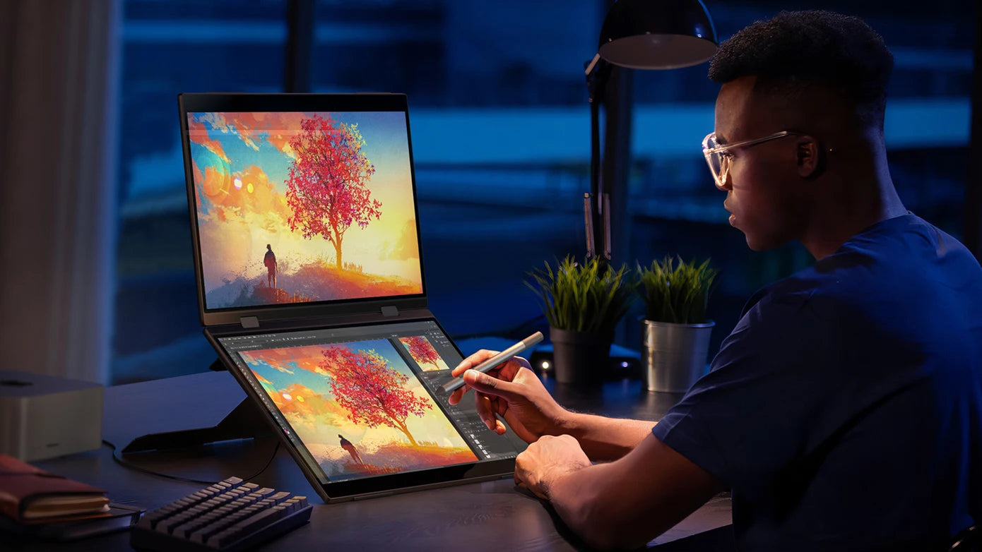 UPERFECT Delta Pro Touch 16" 2.5K 1600P Dual Touch Monitor with Touch Pen - Foldable Travel Display for Laptop, PC, Mac, and Windows via USB-C and HDMI - Limetastore