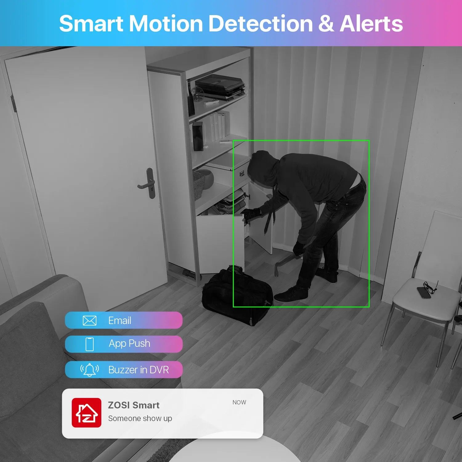 ZOSI 8-kanalni 1080P žični varnostni sistem kamer – H.265+ 5MP Lite DVR snemalnik z 2MP notranjo/zunanjostjo