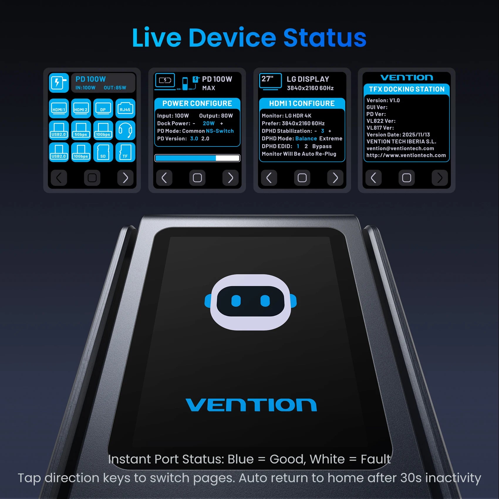 Vention USB‑C 13‑v‑1 Dock | 8K30Hz, MST, Smart Screen, USB 3.2 10Gbps, RJ45 za MacBook in Windows