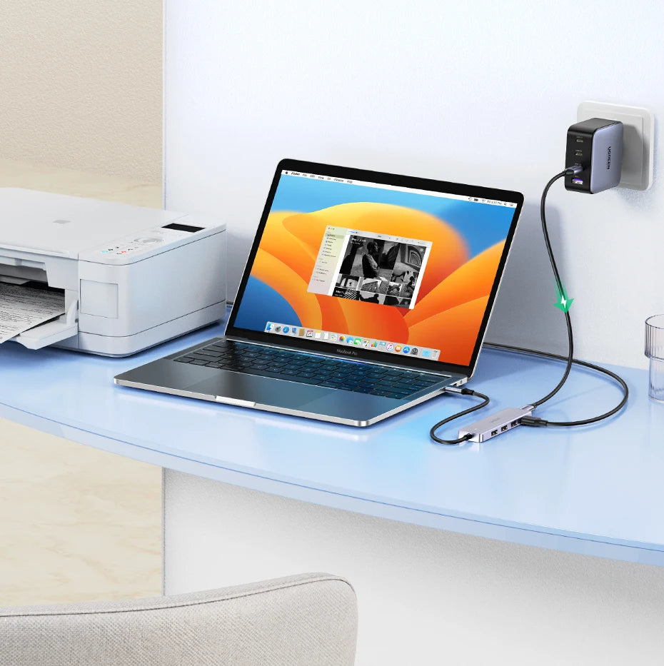UGREEN USB‑C v USB 3.0 zvezdišče | 4-vratni visokohitrostni razdelilnik za MacBook, iPad in Samsung