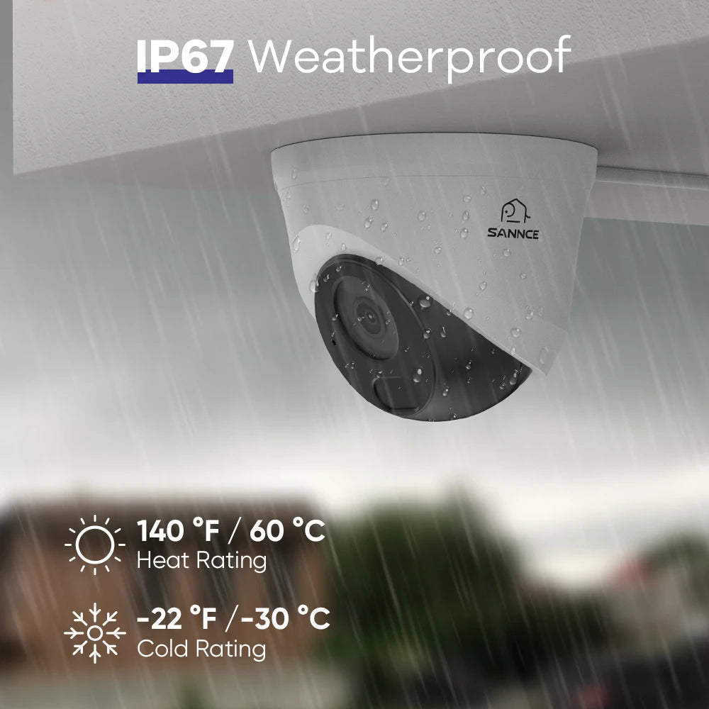 SANNCE 5MP PoE CCTV sistem | 8-kanalni NVR, snemanje zvoka, 30 m nočni vid, zaznavanje ljudi in vozil