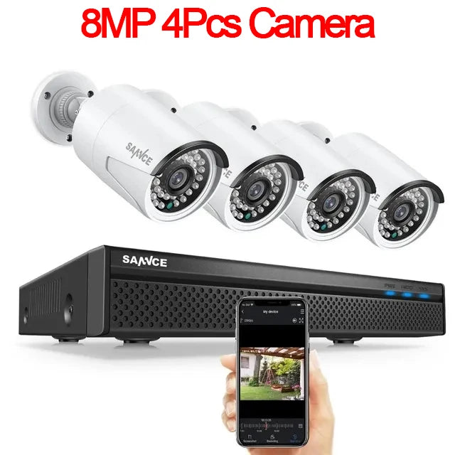 Sistem SANNCE 8-kanalni 8MP PoE NVR | 5MP IP66 kamere, nočno gledanje IR-CUT, žični CCTV komplet