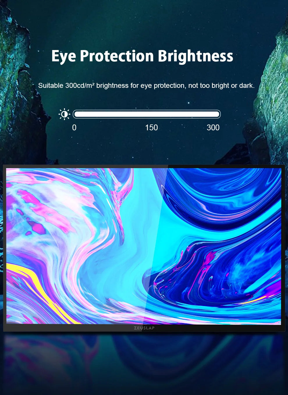 ZEUSLAP 18.5" Portable Touch Monitor | 100Hz, 100% sRGB, With Stand