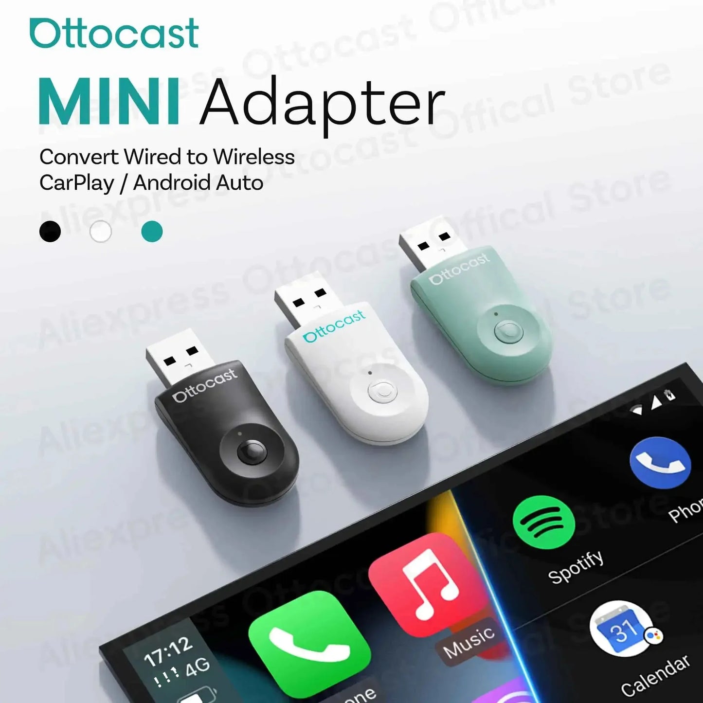 OTTOCAST Mini brezžični CarPlay in Android Auto adapter