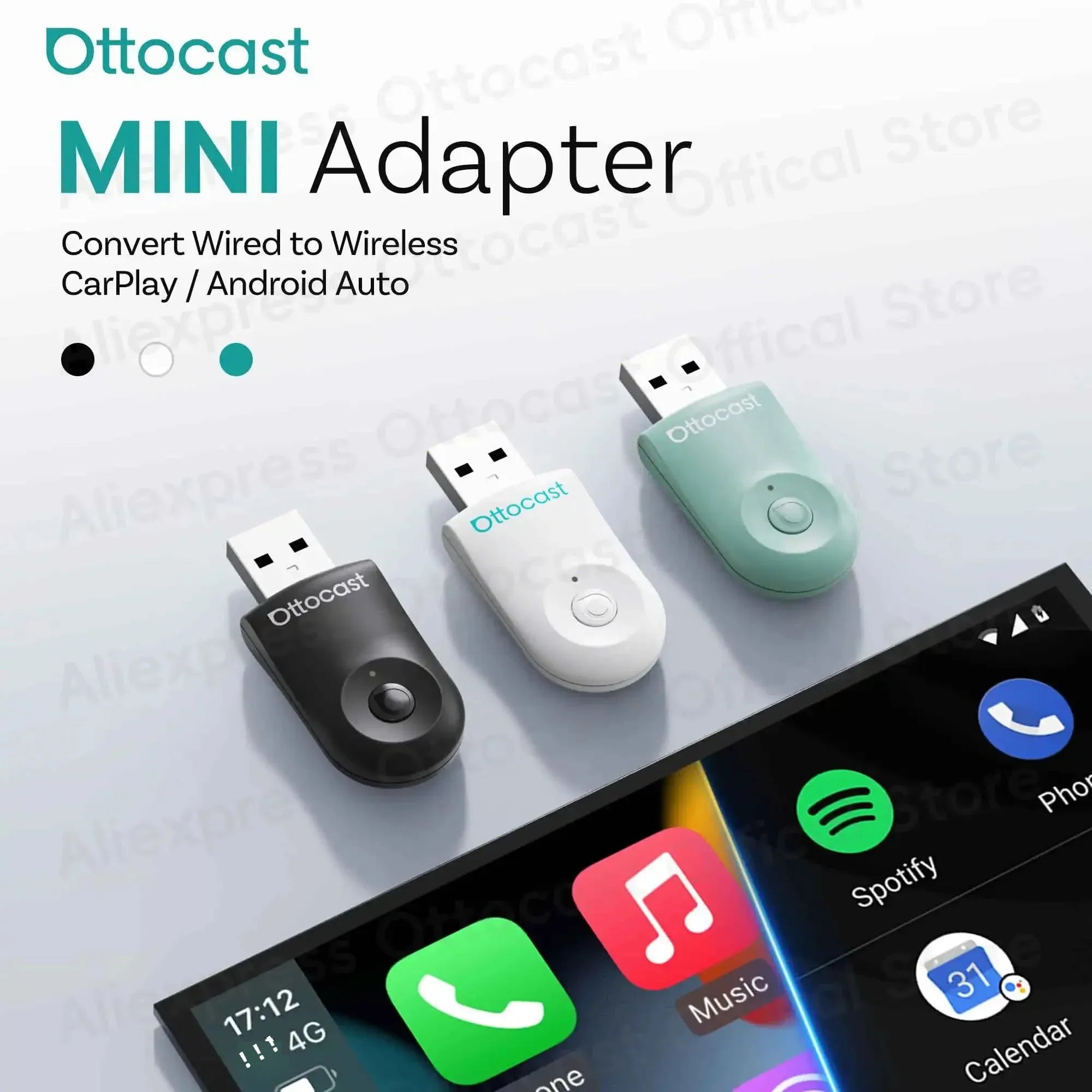 OTTOCAST Mini brezžični CarPlay in Android Auto adapter