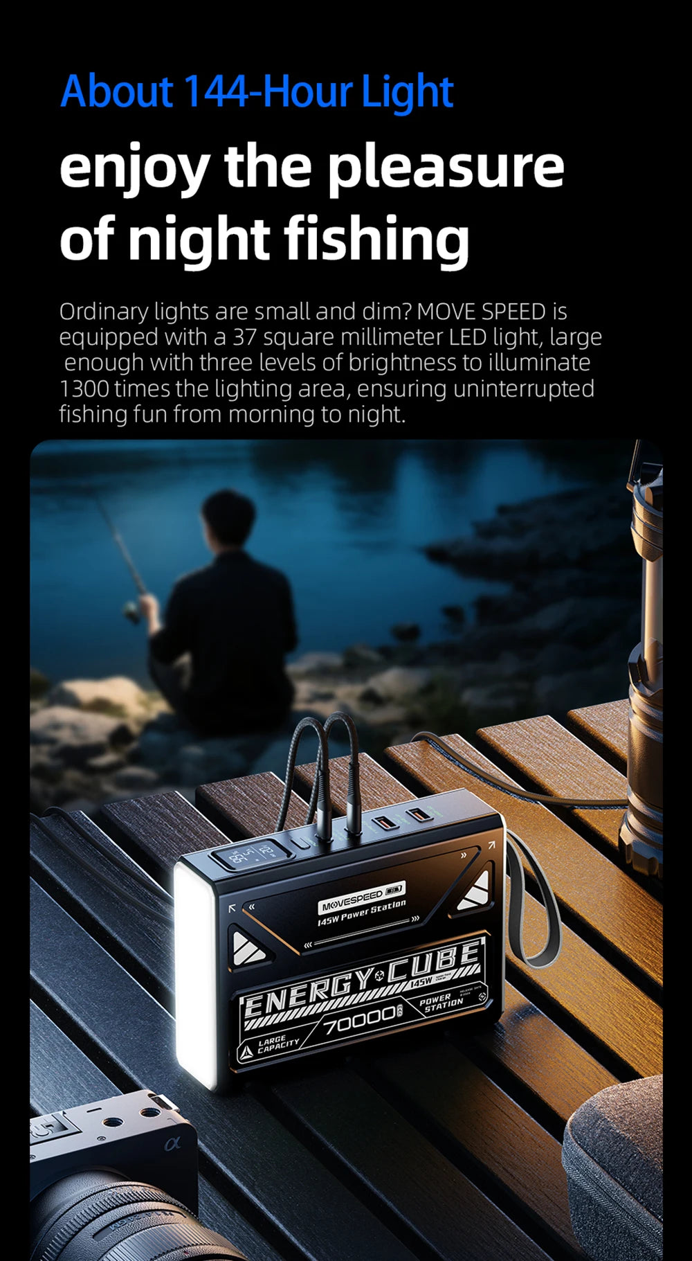 MOVESPEED 140W Power Bank 70000mAh PD3.1 Power Station za kampiranje