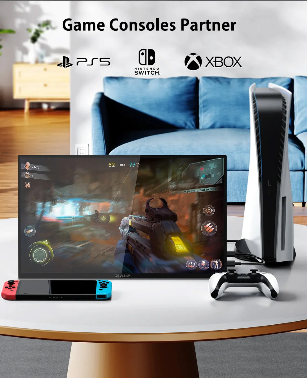 ZEUSLAP 18.5" Portable Touch Monitor | 100Hz, 100% sRGB, With Stand