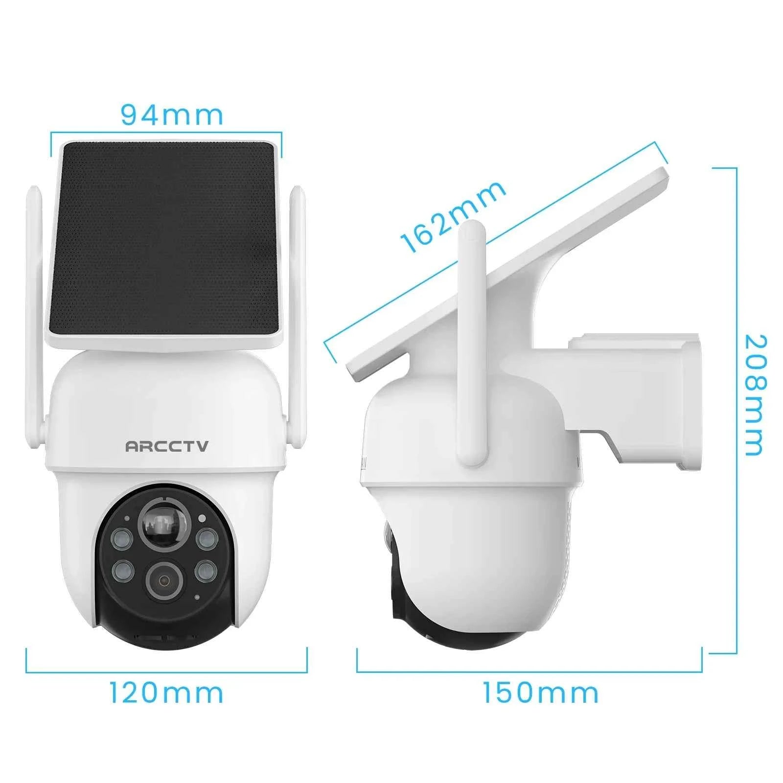 ARCCTV 2K Solar Wifi Camera Kit Outdoor Wireless Security Surveillance Camera Set Siren Alarm Two Way Audio Humanoid Detection - Limetastore