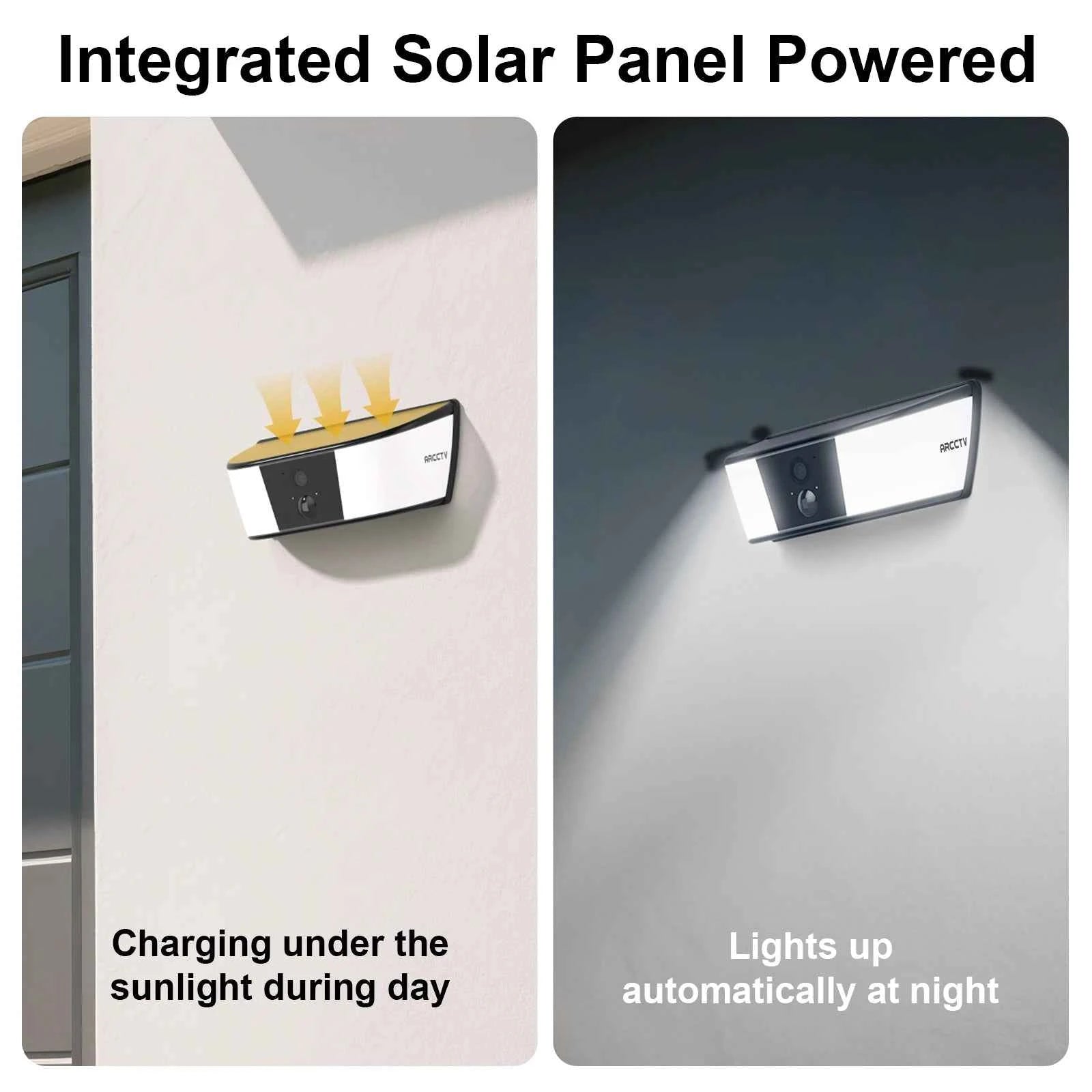 ARCCTV 2K WiFi Solar Camera Security Outdoor Wireless Floodlight Camera Humanoid Detection Alarm Surveillance HD Two Way Audio - Limetastore