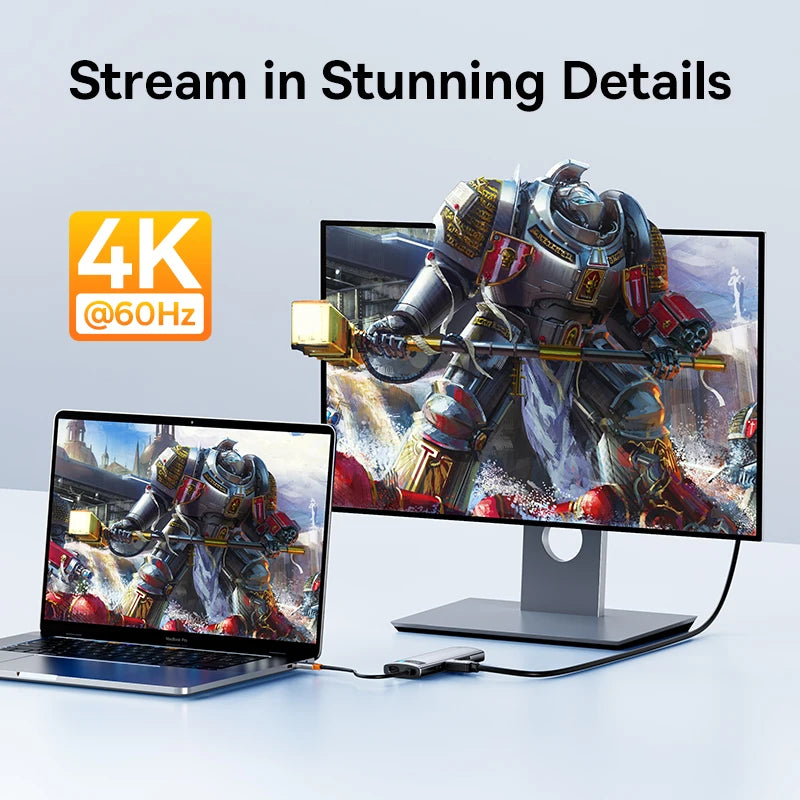 Baseus USB-C Hub | HDMI 4K, USB 3.1 10Gbps, RJ45 Ethernet, SD/TF priklopna postaja za MacBook