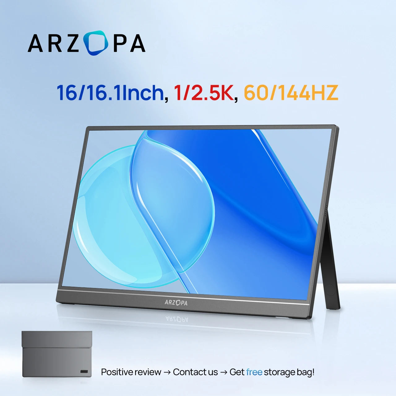 ARZOPA 16/16.1" Portable Monitor | 1K/2.5K, 60–144Hz, IPS, USB‑C & Mini HDMI