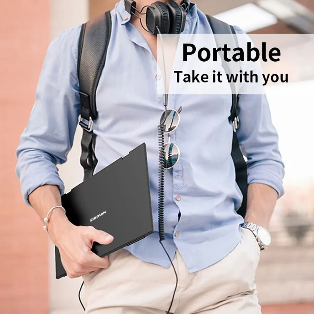 Sibolan 14-inch 1080p Portable Dual Screen Extender 120Hz 100% sRGB HDR 330° Rotation Folding Laptop Monitor For Gaming & Wins - Limetastore