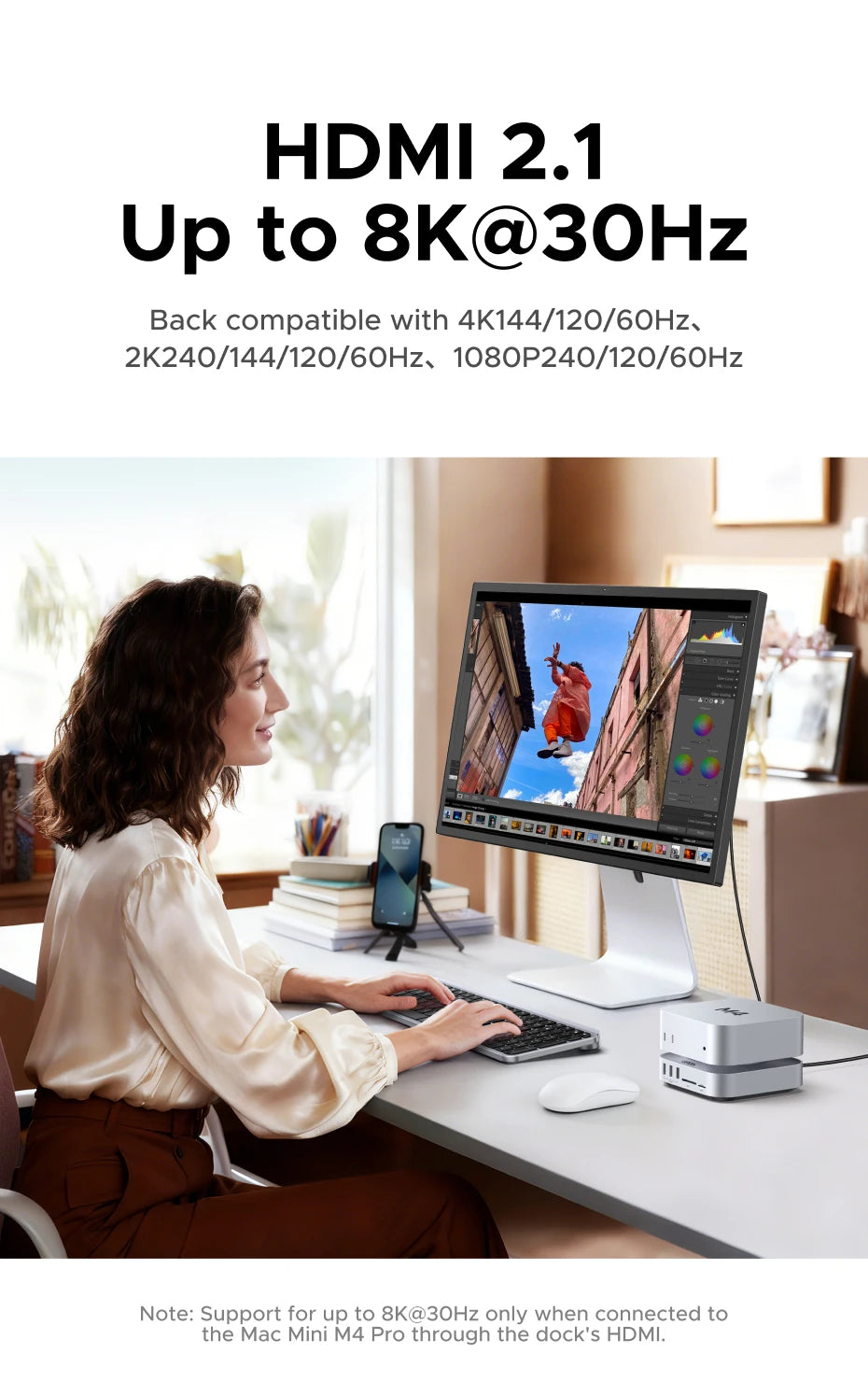 UGREEN 40Gbps Mac Mini M4 priklopna postaja z dvojnim USB-C, M.2 NVMe SSD ohišjem