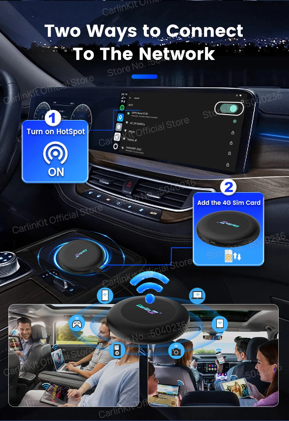 Brezžični CarPlay AI Box CarlinKit Android 15 SM6350 8+128 GB