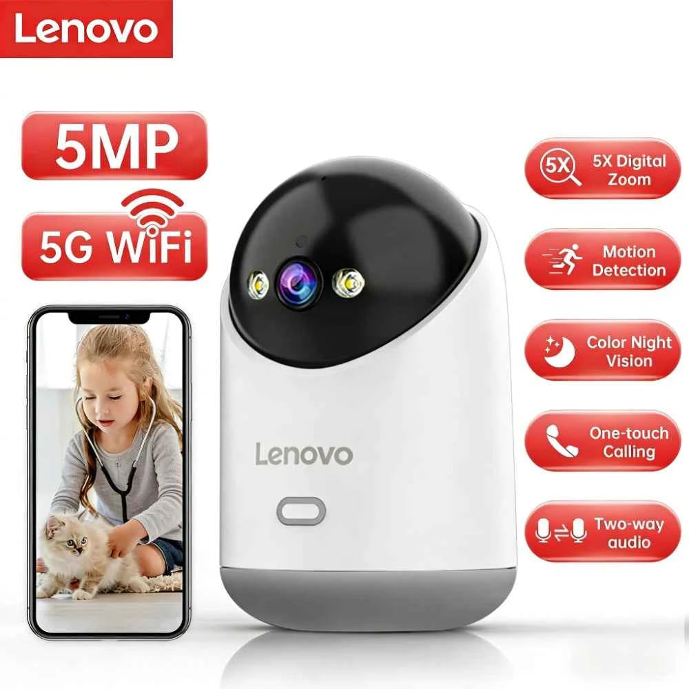 Lenovo 5MP WiFi Camera Smart Home Indoor IP Camera Full Color Night Auto Tracking Security CCTV Surveillance Baby Monitor - Limetastore