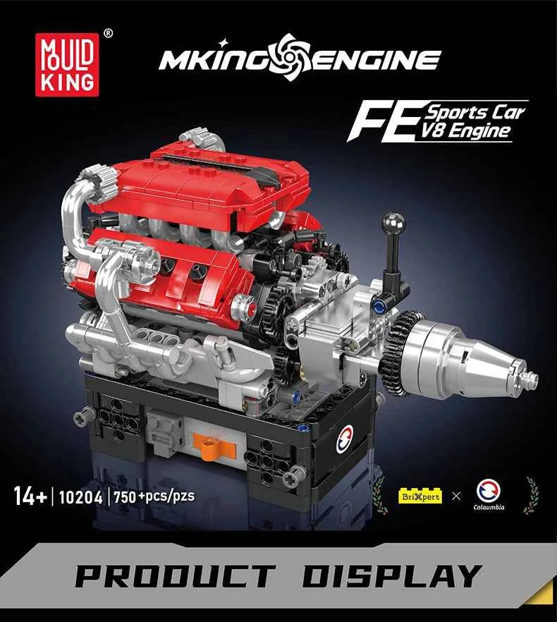 Mould King 10204 Motorized FE Sports Car V8 Engine Building Set - Limetastore