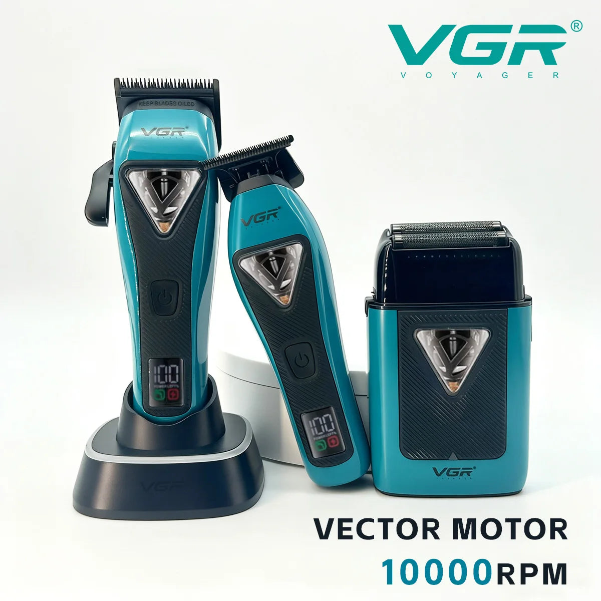 VGR V-035 S3 3-v-1 prirezovalnik, brivnik in strižnik – 10.000 RPM, USB-C
