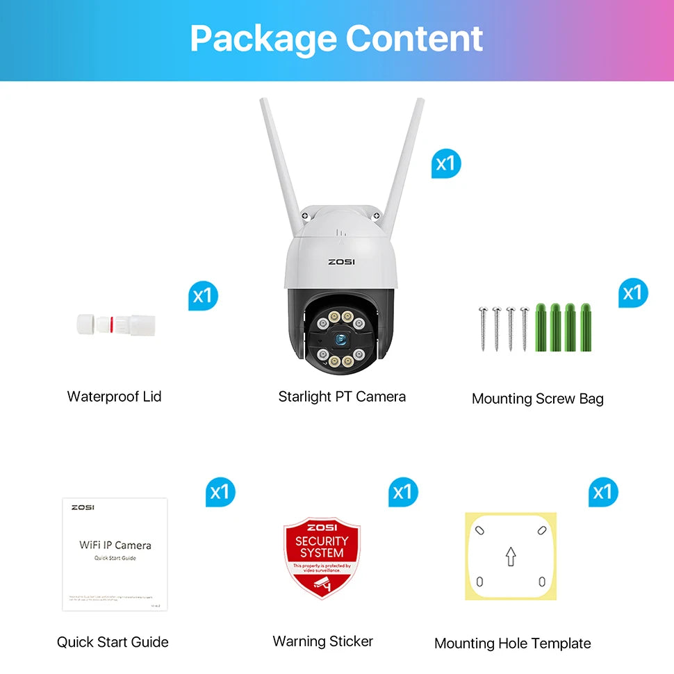 ZOSI 2K 3MP zunanja WiFi PTZ kamera s pomikanjem/nagibanjem – dodatna kamera za sisteme ZOSI NVR