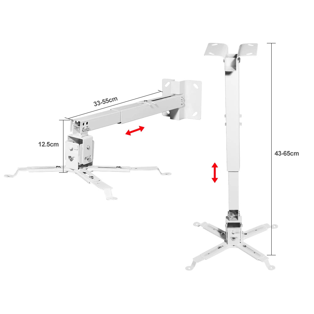 Universal Adjustable Projector Mount – 65cm / 100cm / 120cm Telescopic Ceiling & Wall Hanger for ThundeaL