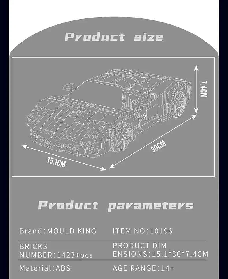 Mould King 10196 White Utopia Sport Racing Car - Limetastore