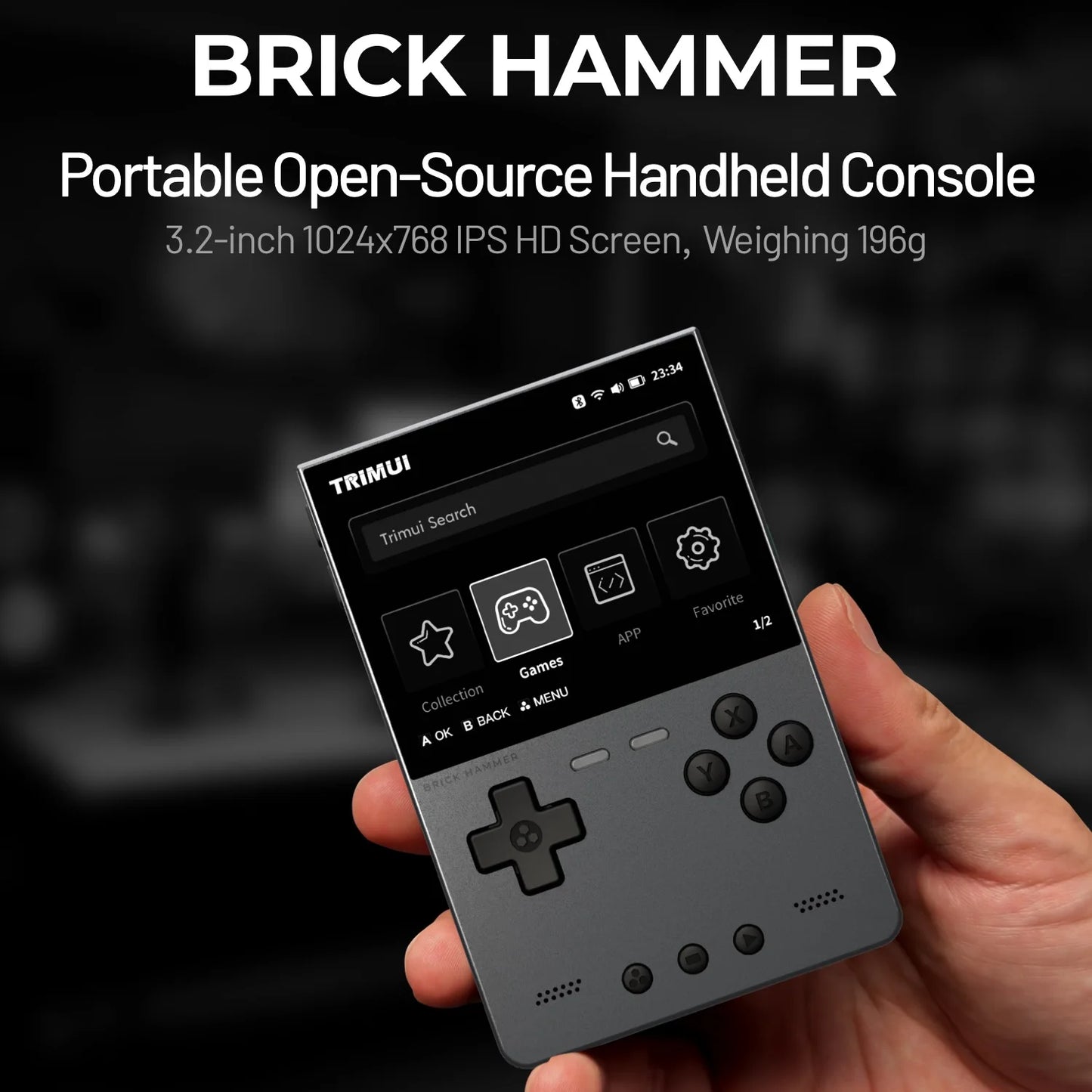 AMPOWN TRIMUI BRICK Metal Retro Games Console Portable Handheld Game Player CNC 3.2 IPS Screen Linux System Video Gaming Device - Limetastore