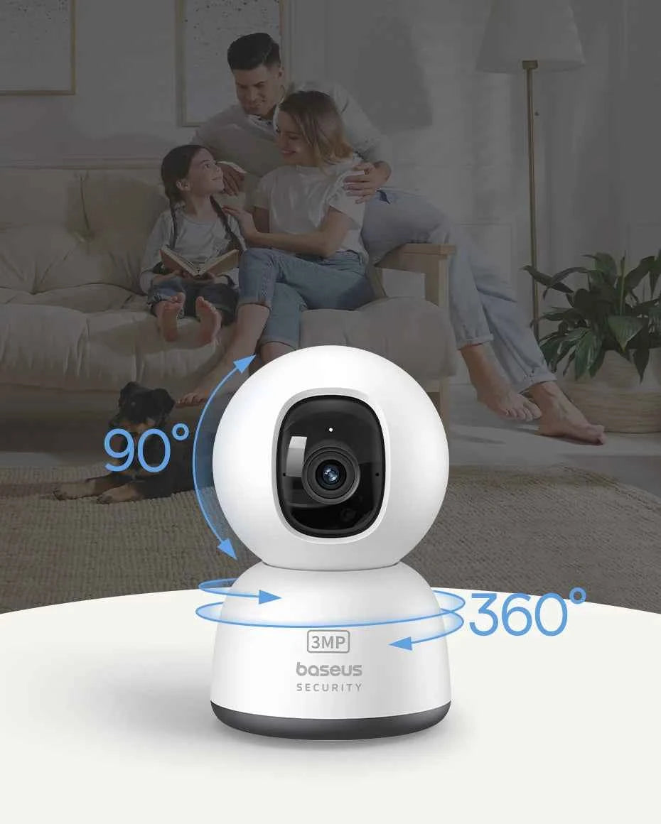 Baseus Security P1 Lite Indoor Camera 2K 3MP Pan&Tilt Smart Mini WiFi IP Camera Wireless Home Security Full HD Auto AI Tracking - Limetastore