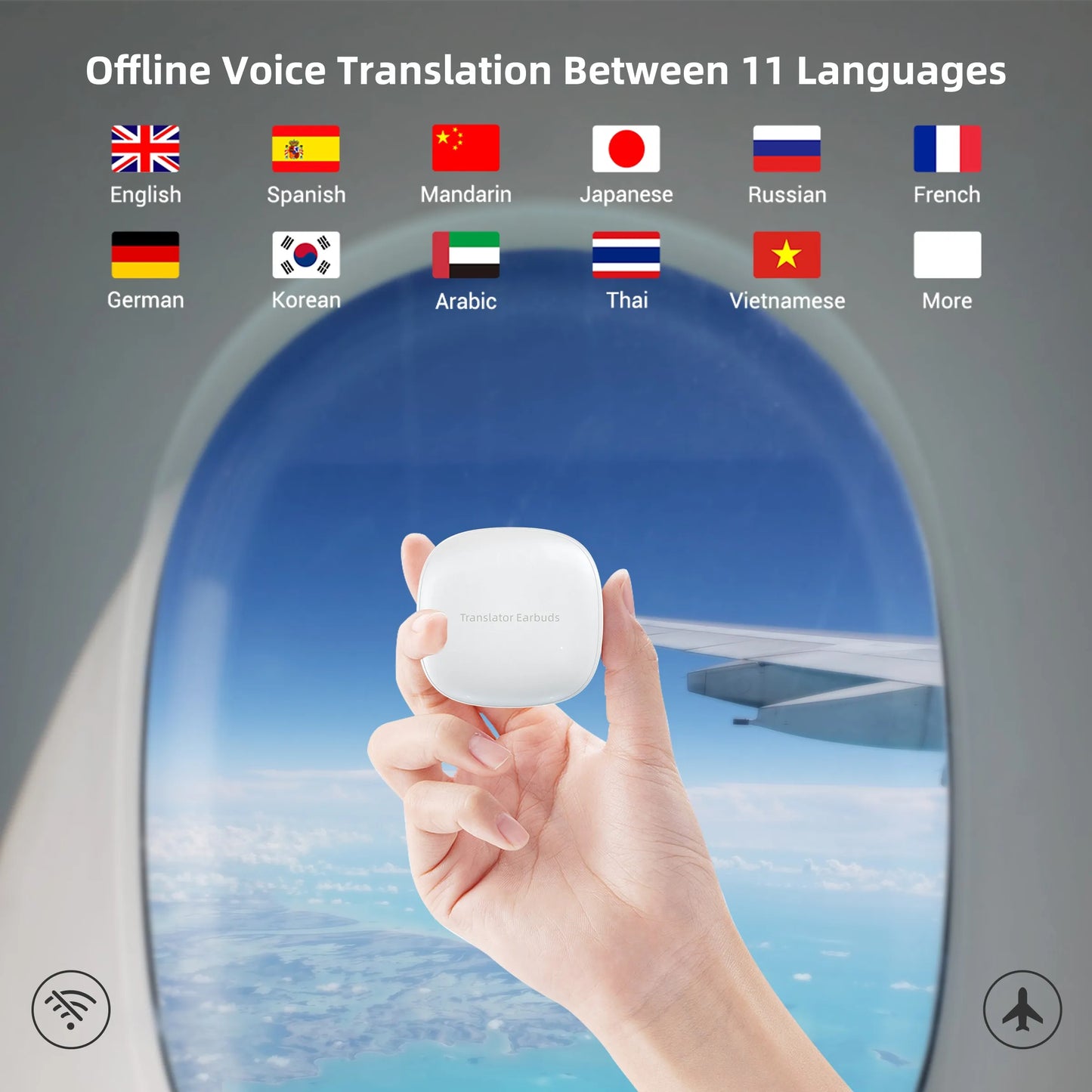 Wooask M3 Translator Earbuds 144 Languages 11 Offline Bidirectional