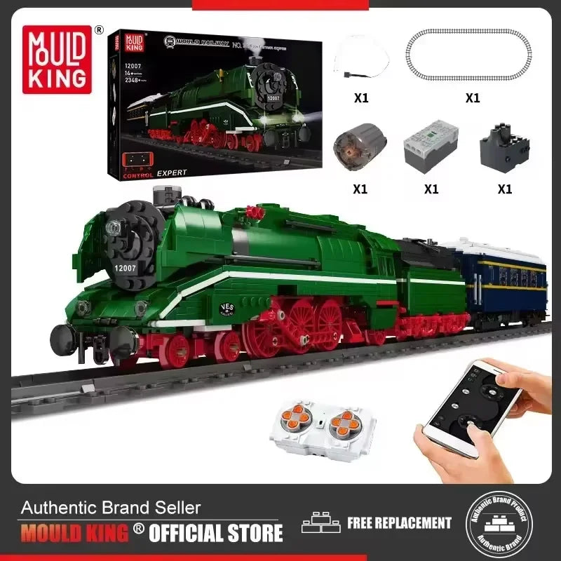 Mould King 12007 Remote Control BR18 201 German Express Train | Motorized Steam Locomotive Building Set - Limetastore
