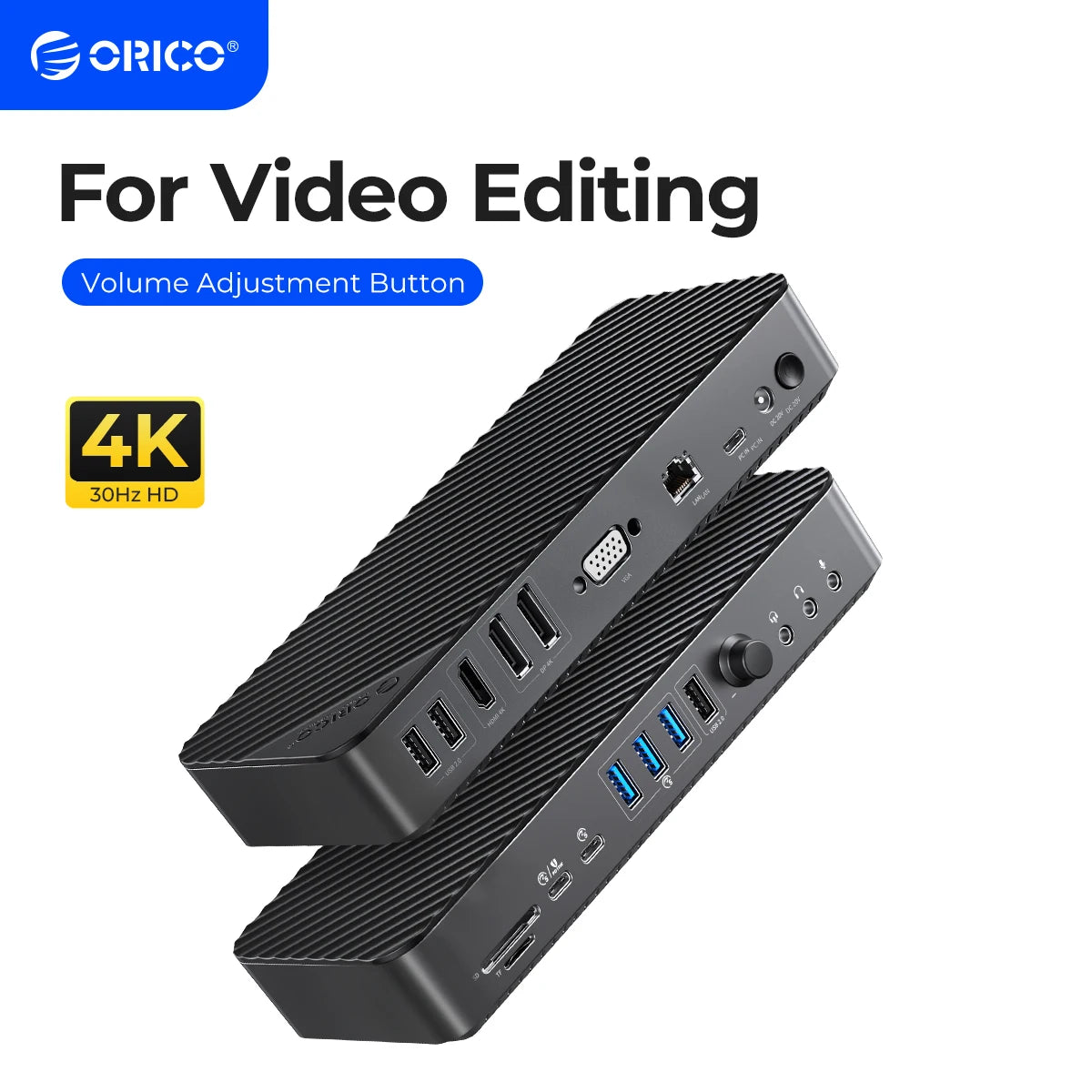 ORICO 19‑in‑1 USB‑C Desktop Docking Station with 4K HDMI, VGA, RJ45, PD Charging
