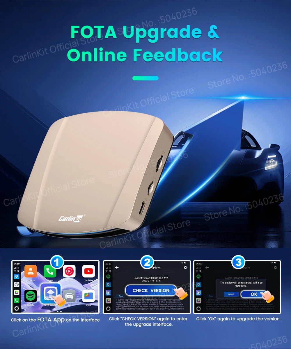 CarlinKit Tbox-Ultra Android 15 8+128GB Brezžični CarPlay AI Box