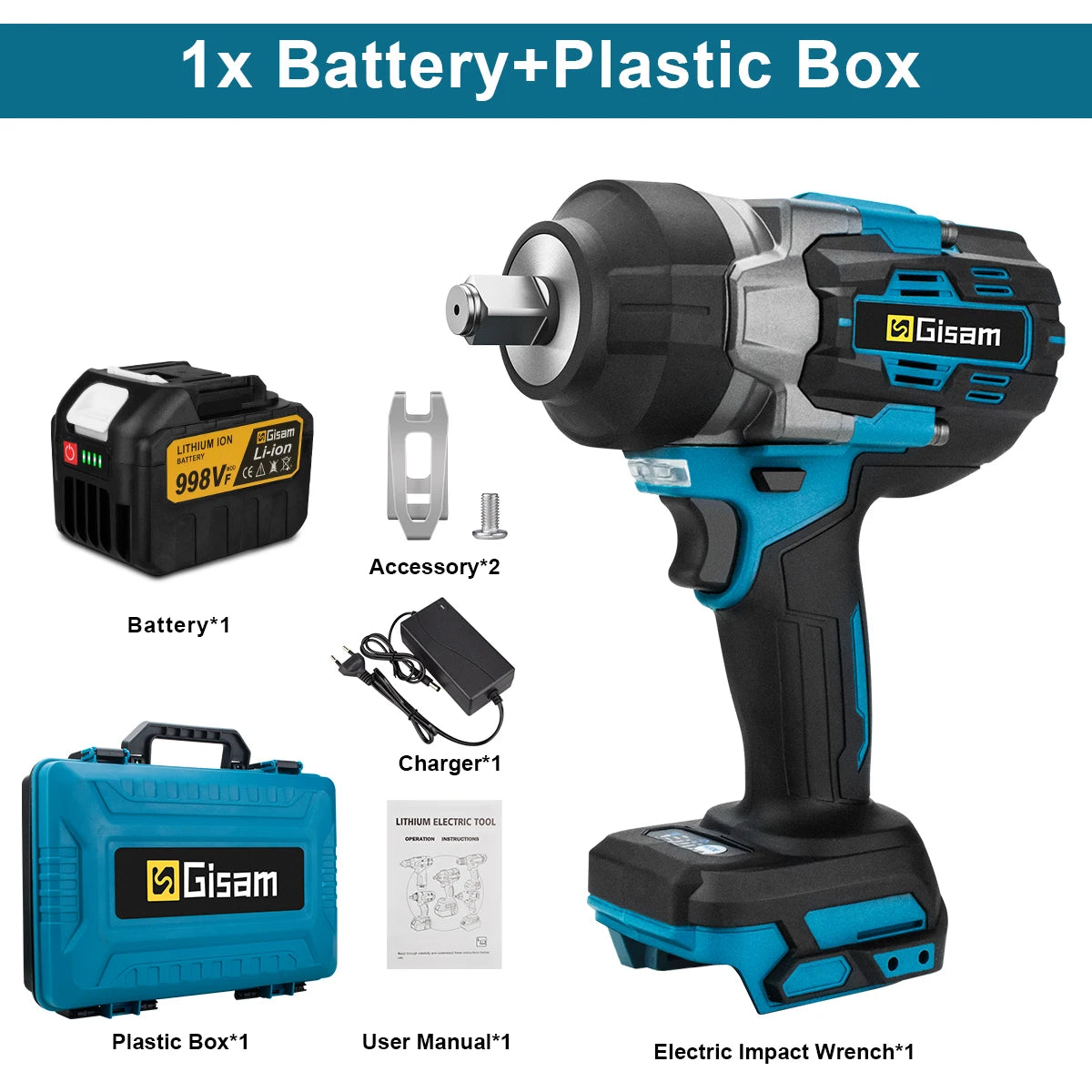 Gisam 2800N.m brezkrtačni udarni vijačnik 1/2" za Makita 18V