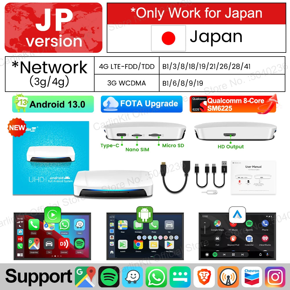 CarlinKit Android 13 SDM660 HDMI brezžični CarPlay AI Box