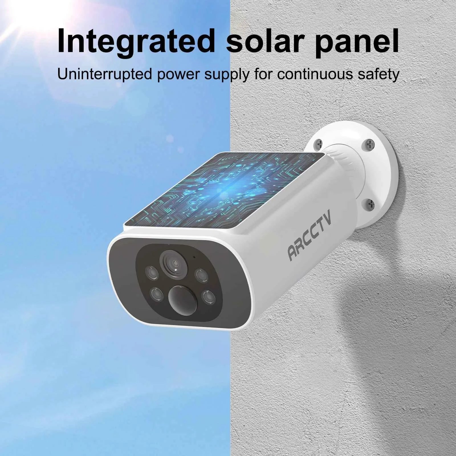 ARCCTV 4MP Wifi Solar Battery Camera Kit Surveillance Security System Humanoid Detection Siren Alarm Outdoor Wireless Camera Set - Limetastore