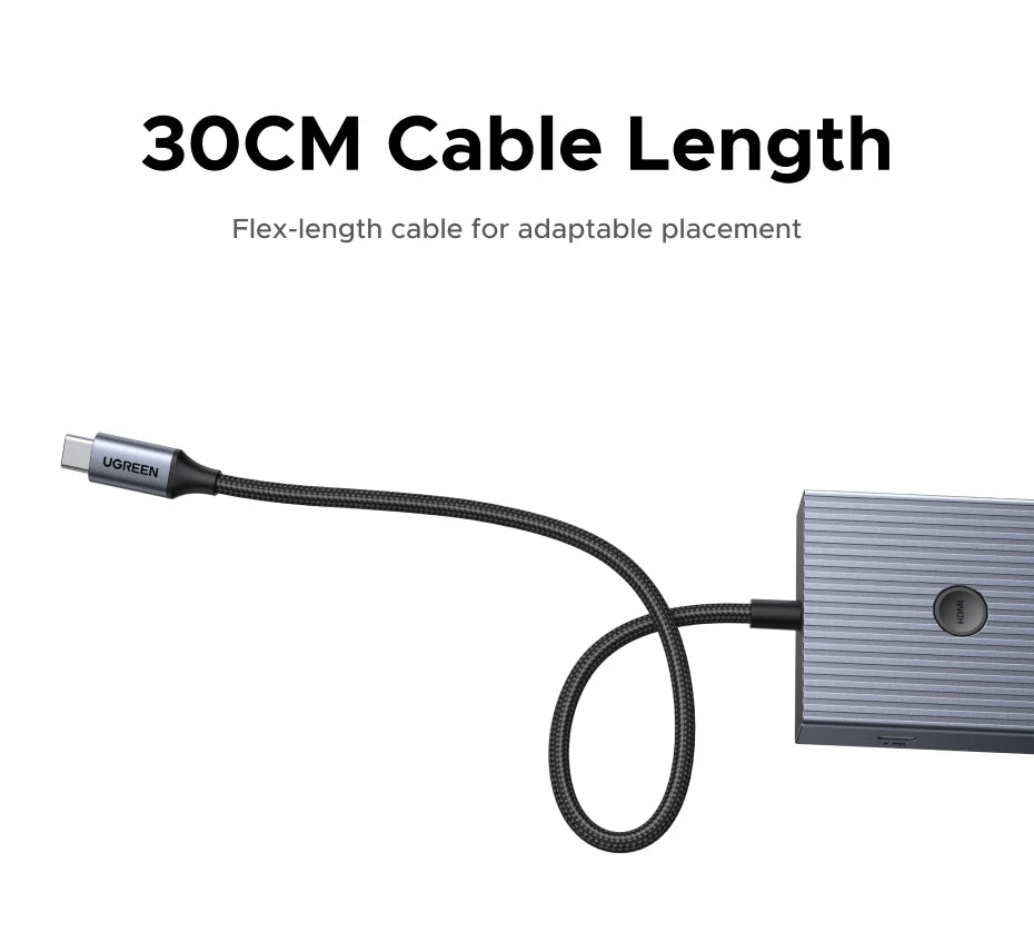 UGREEN 10Gbps USB-C zvezdišče s HDMI 4K60Hz, gigabitnim RJ45, PD100W, SD/TF in USB-A/C priključki