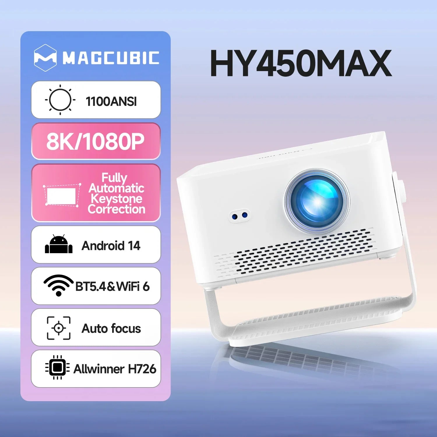 Pametni projektor Magcubic HY450 MAX | 1100 ANSI 1080P | Android 14 in podpora za 8K