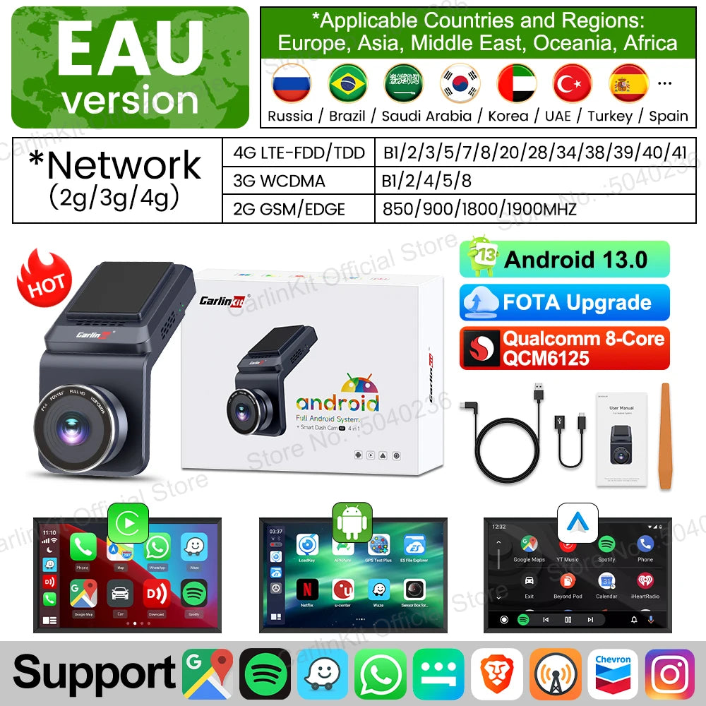 CarlinKit Android 13 8-jedrni 8+128 GB brezžični CarPlay AI Box