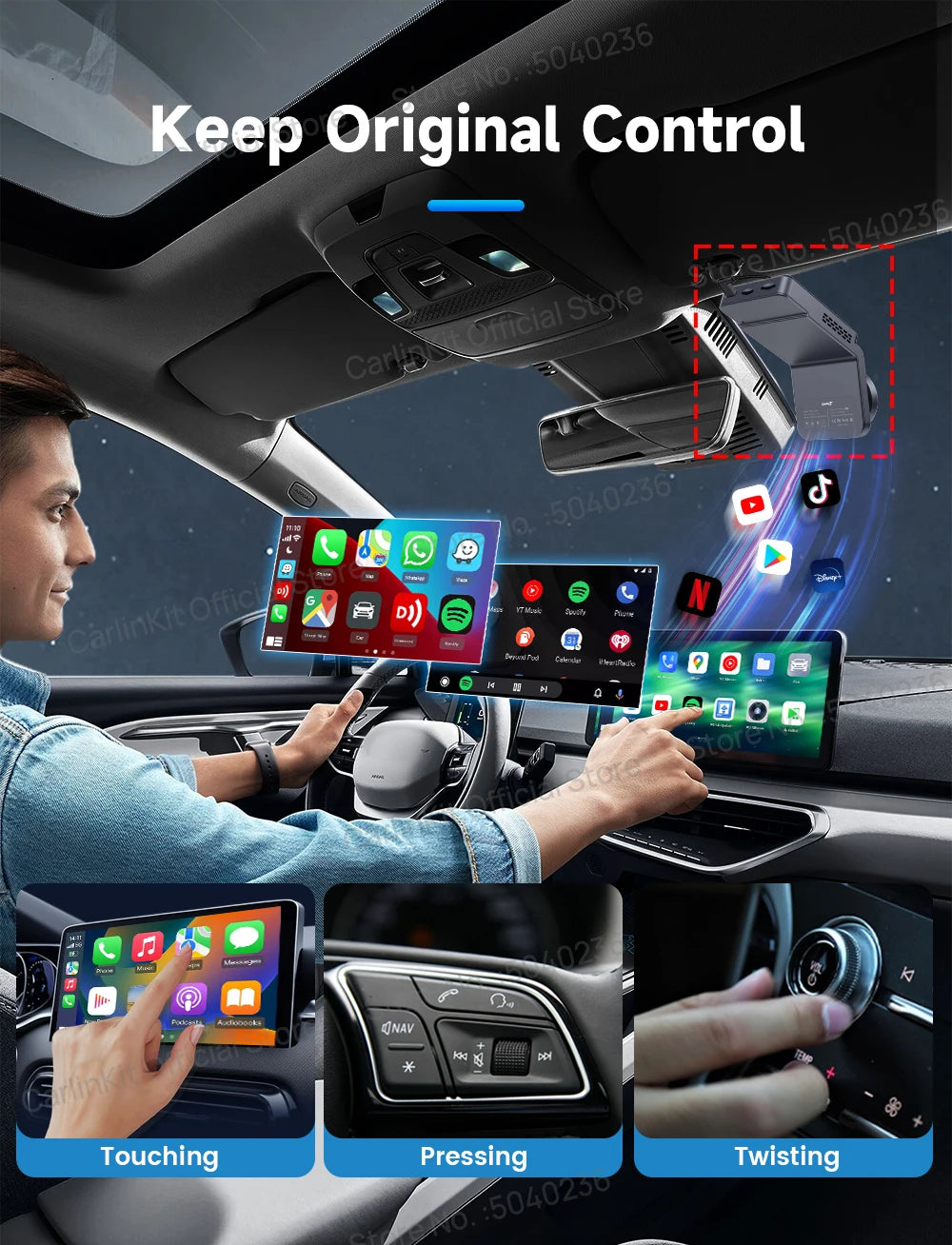 CarlinKit Android 13 8-jedrni 8+128 GB brezžični CarPlay AI Box