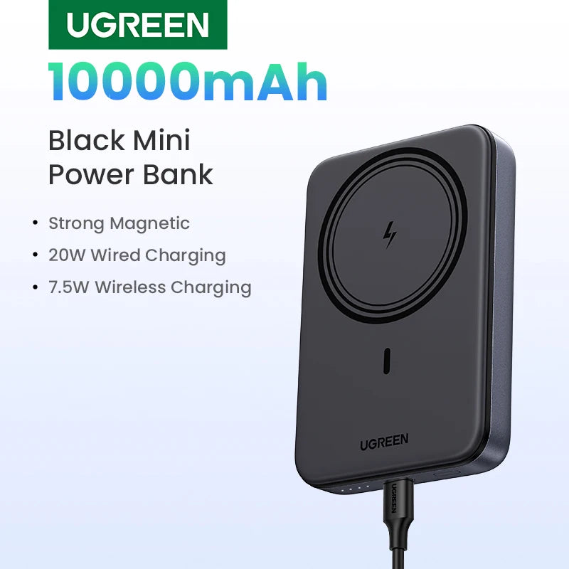 UGREEN PD20W magnetna prenosna baterija – 10000 mAh prenosna zunanja baterija za hitro brezžično polnjenje