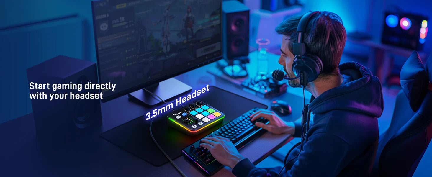 Maono G1 NEO – Gaming Audio Mixer 4‑Channel | RGB Effects, Custom Sound Pads, XLR Mic Interface, Streaming & Podcast Mixer