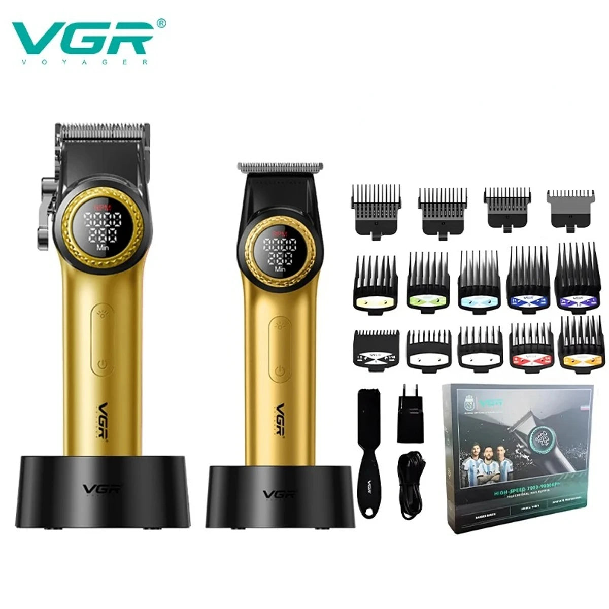 VGR V-001 PRO Hair Clipper – 9,000 RPM, 4600mAh, 300-Min Runtime