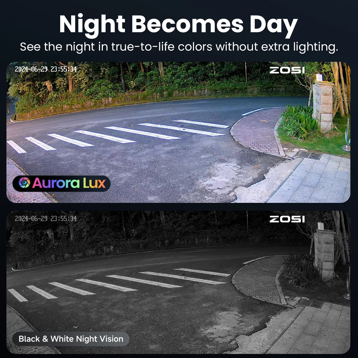 Varnostni kamerov sistem ZOSI 4K 8MP PoE – barvni nočni vid Aurora Lux | 5MP/8MP za zunanjo/notranjo uporabo