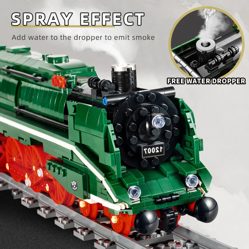 Mould King 12007 Remote Control BR18 201 German Express Train | Motorized Steam Locomotive Building Set - Limetastore