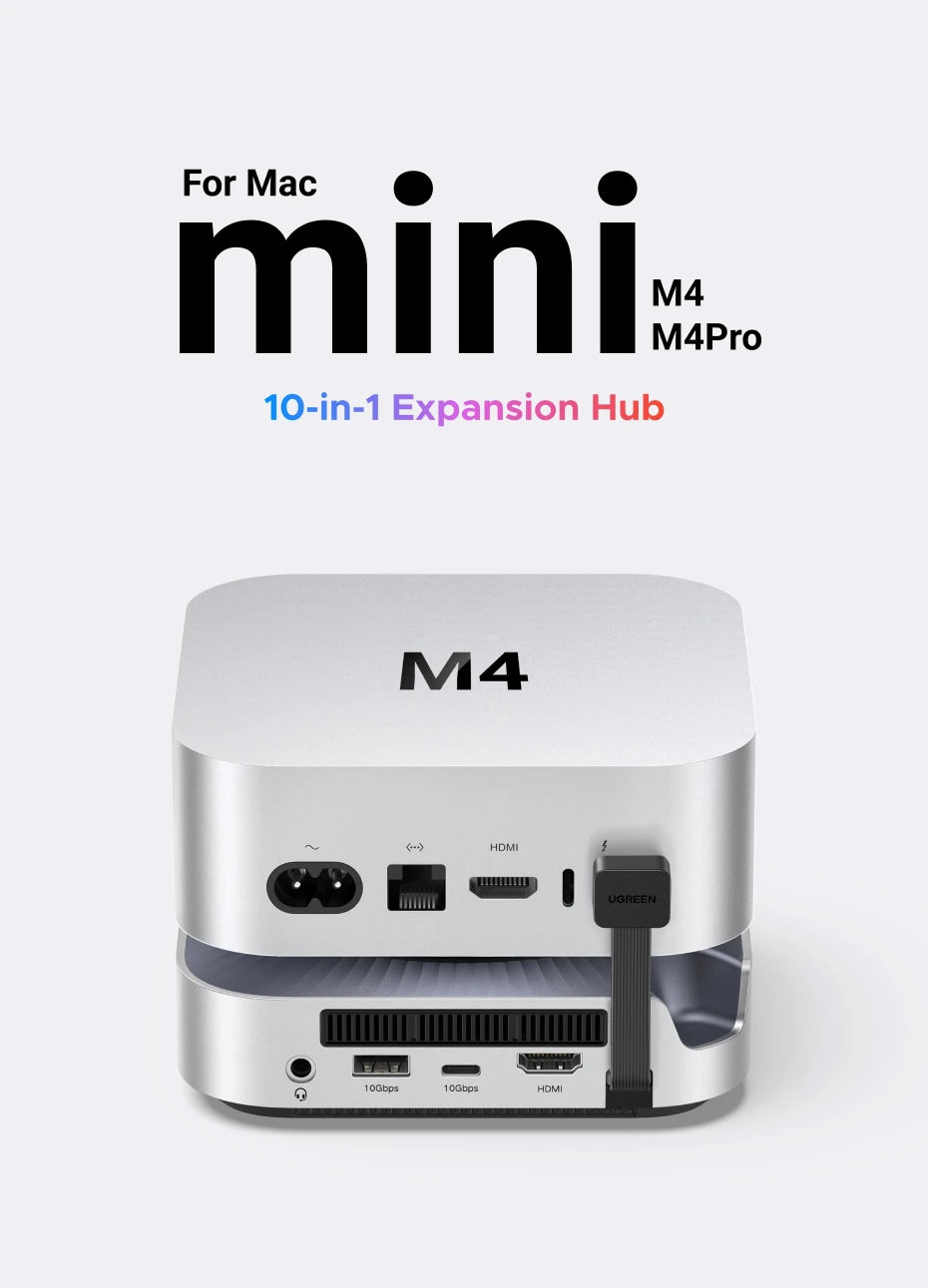 UGREEN 40Gbps Mac Mini M4 priklopna postaja z dvojnim USB-C, M.2 NVMe SSD ohišjem