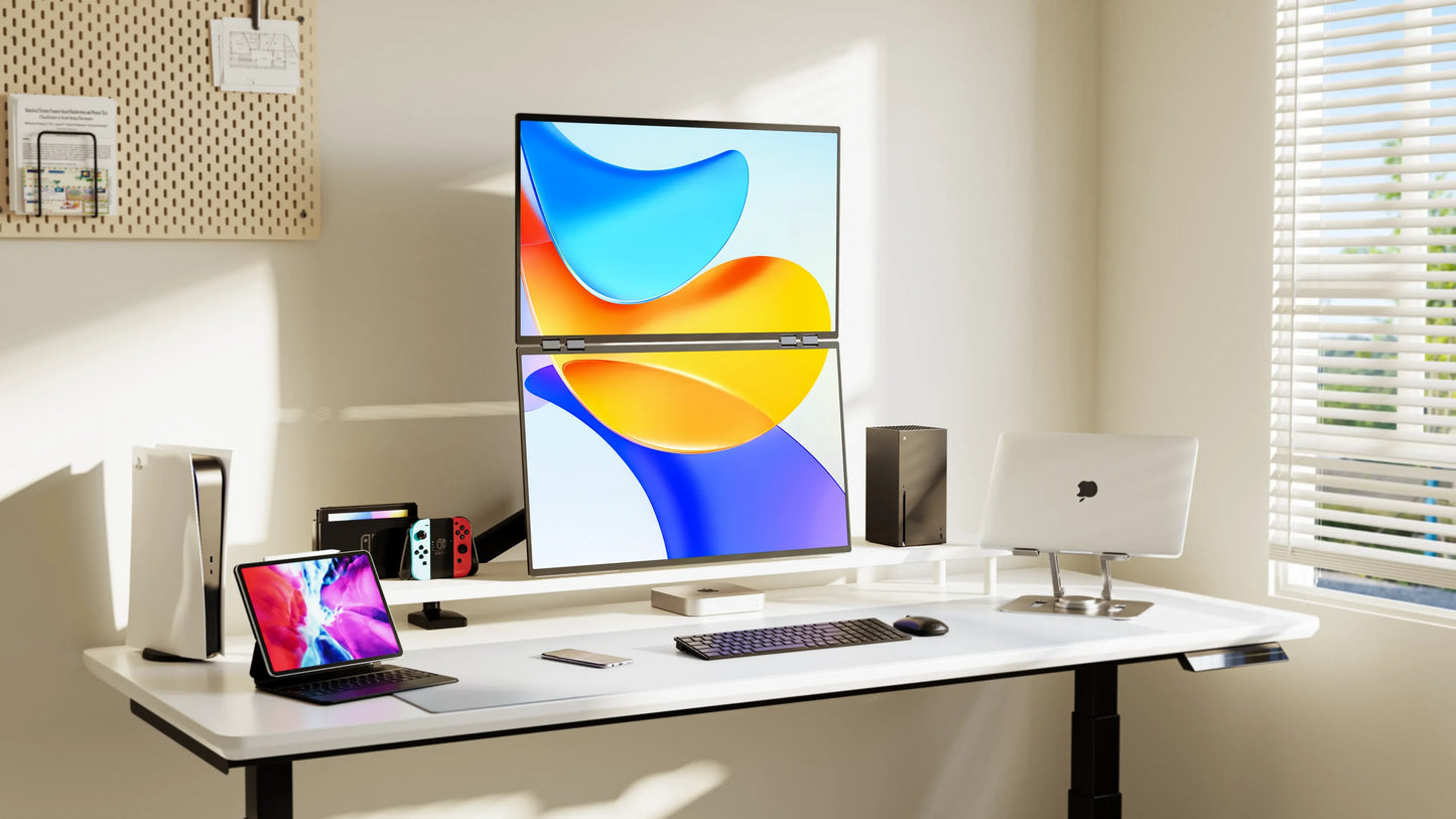 Portable Dual Monitor 23.8" 100Hz FHD 1080P Stacked Vertical Displays for Gaming Coding Working USB-C HDMI Laptop Screen Extende - Limetastore