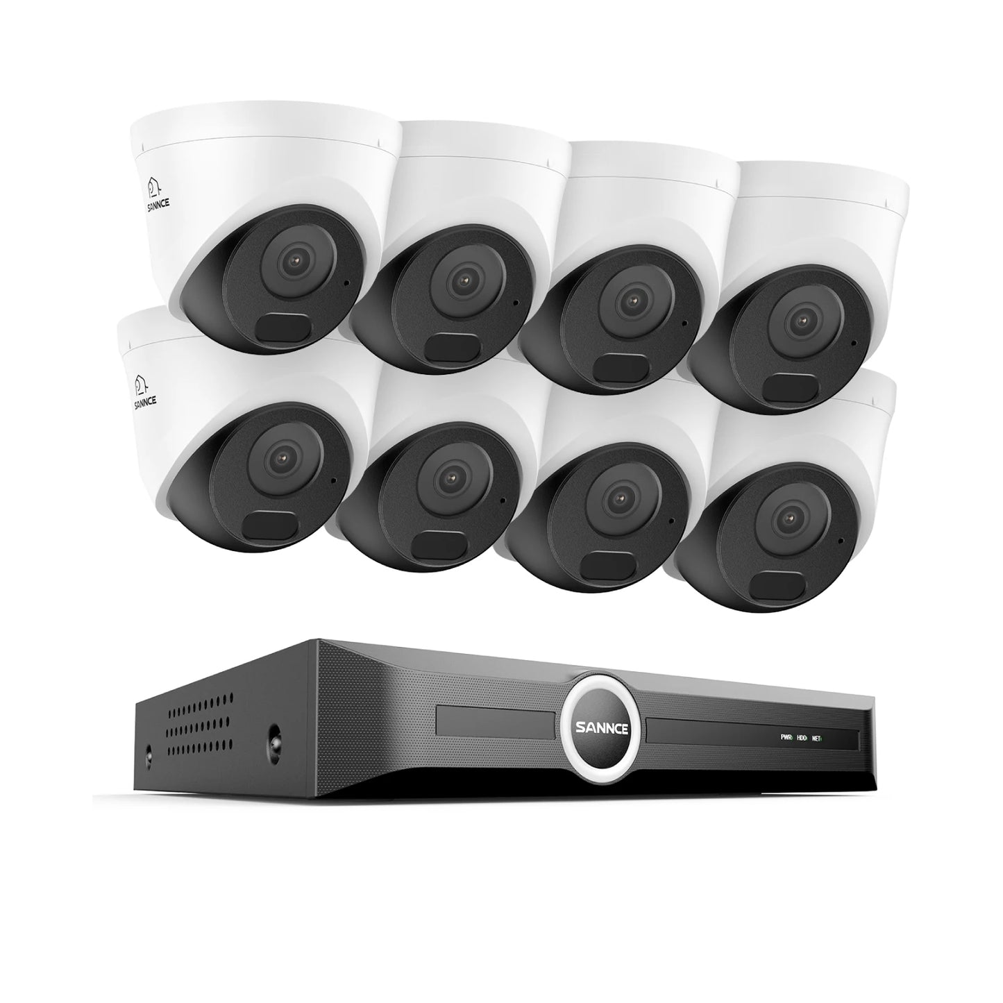 SANNCE 5MP PoE CCTV sistem | 8-kanalni NVR, snemanje zvoka, 30 m nočni vid, zaznavanje ljudi in vozil