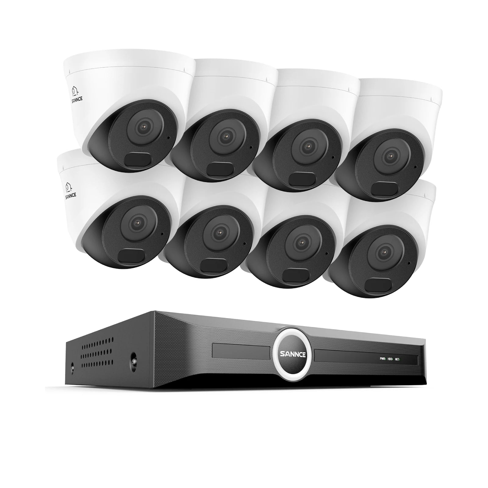 SANNCE 5MP PoE CCTV sistem | 8-kanalni NVR, snemanje zvoka, 30 m nočni vid, zaznavanje ljudi in vozil