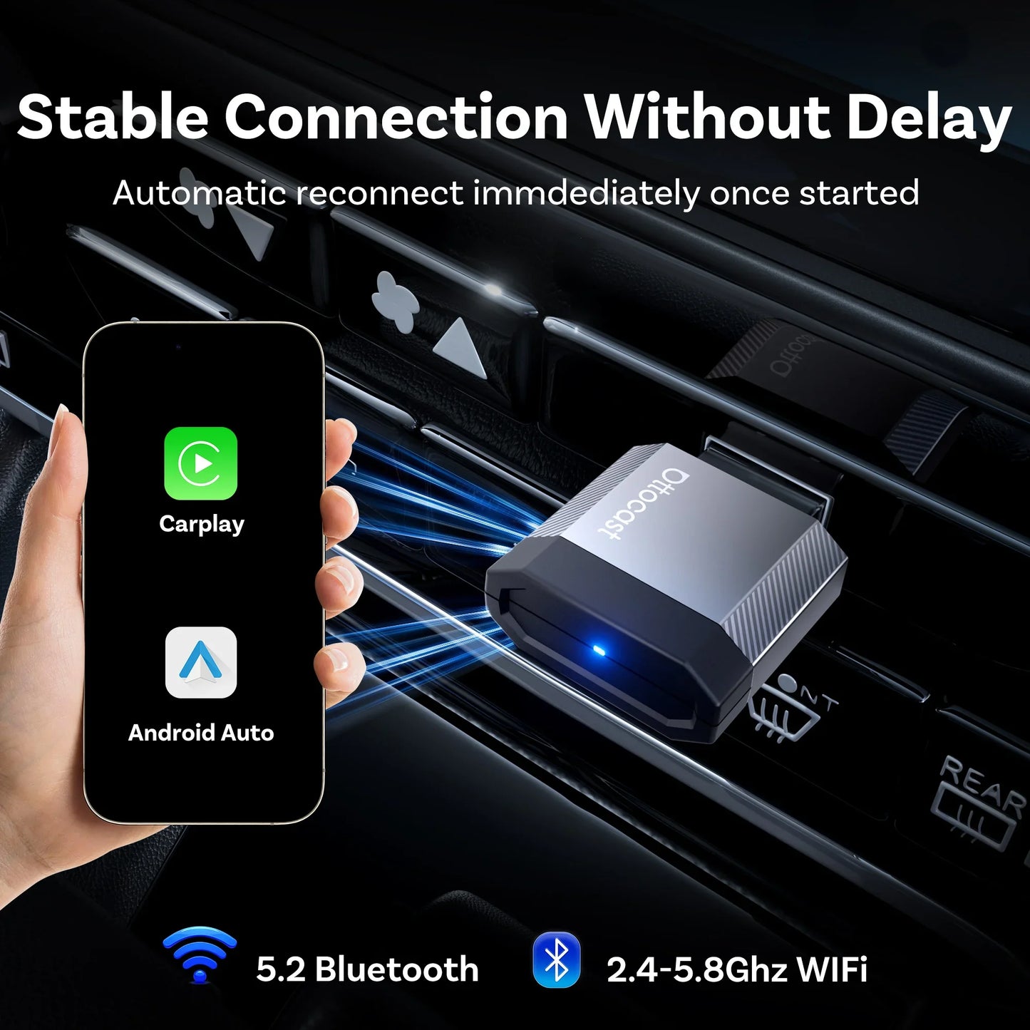 Brezžični adapter OTTOCAST Mini Nova CarPlay in Android Auto
