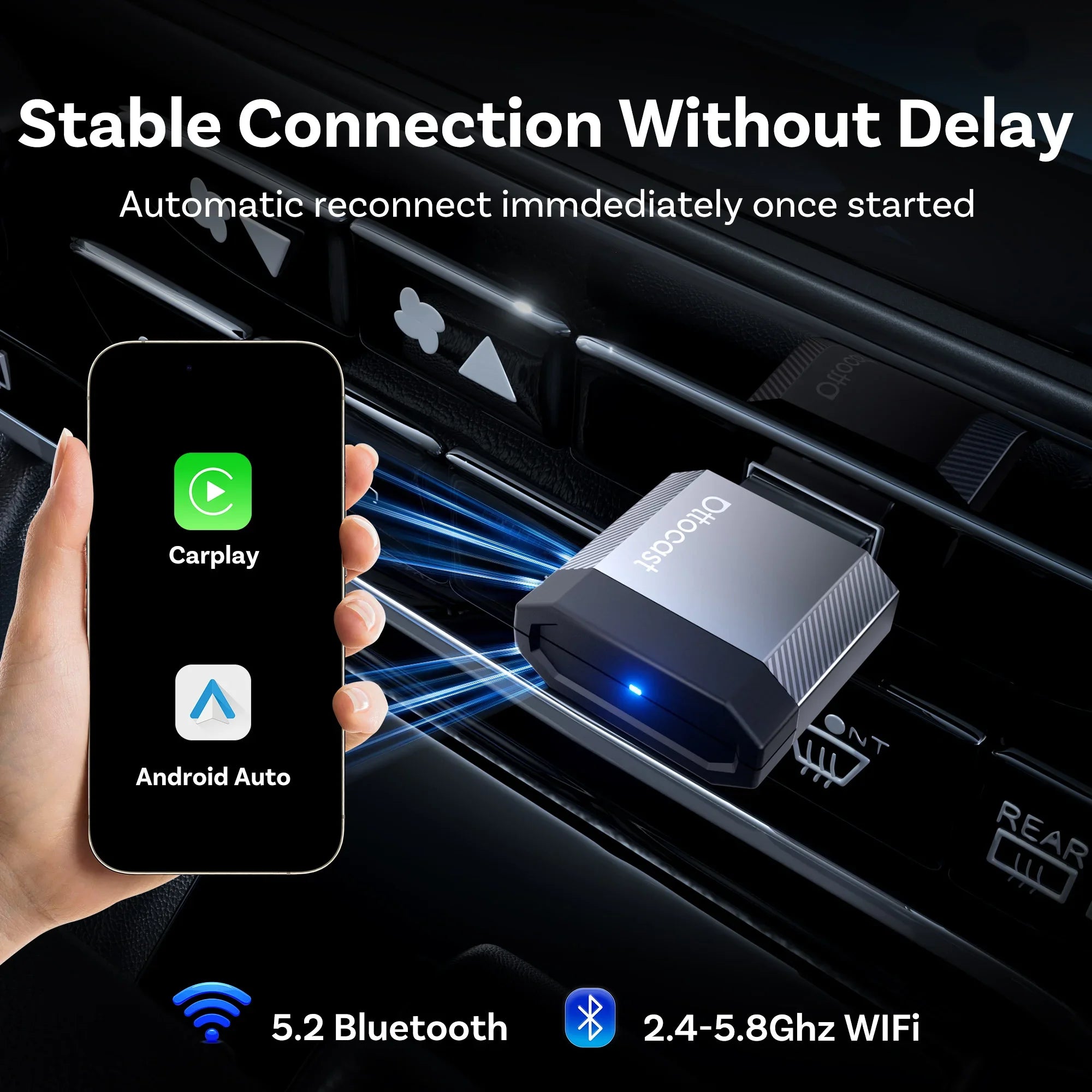 Brezžični adapter OTTOCAST Mini Nova CarPlay in Android Auto