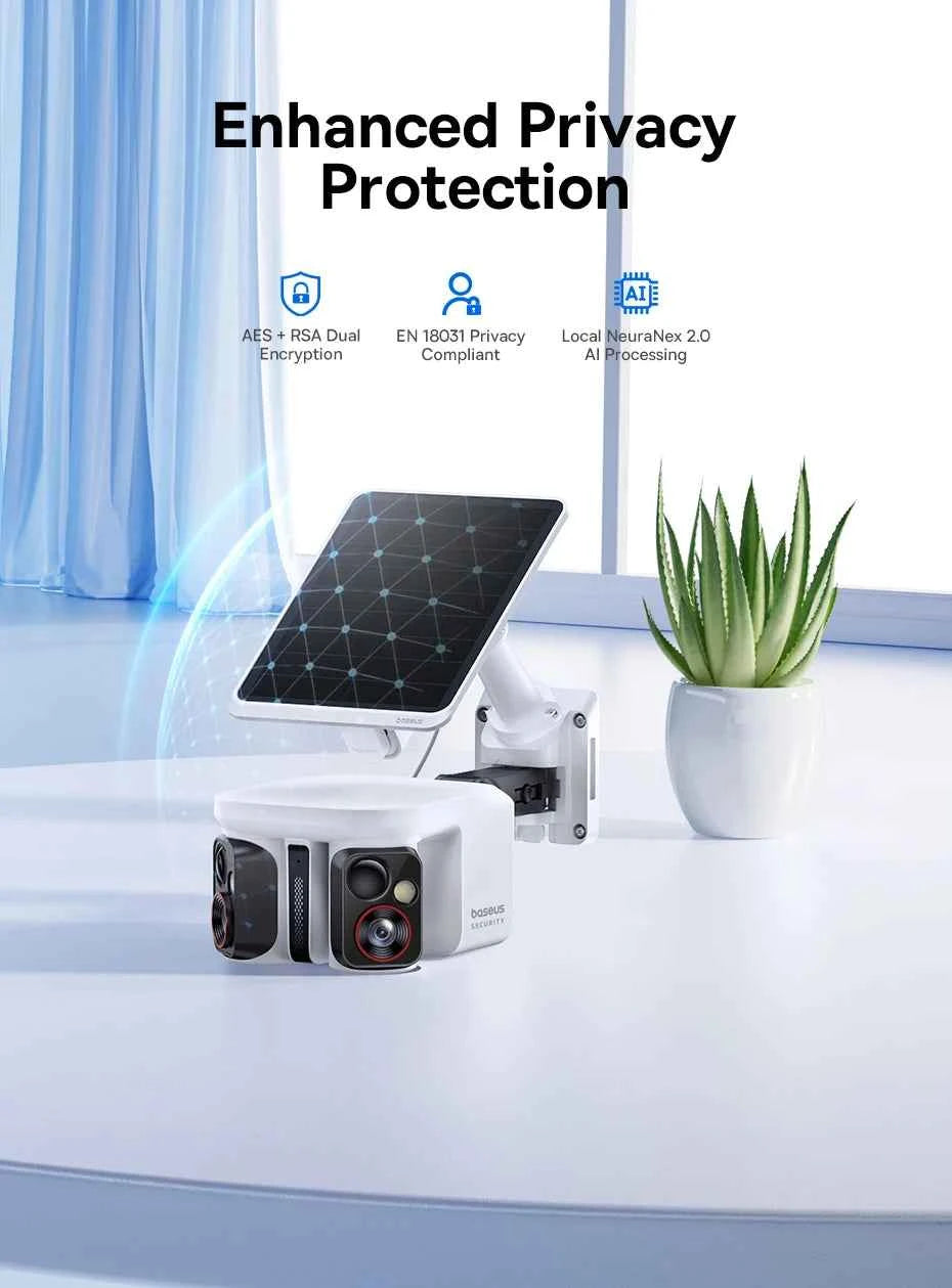 Baseus Security X1 Pro Outdoor Dual Camera Wireless 3K Camera Solar Panel Face Recognition Smart AI Tracking Security Camera - Limetastore