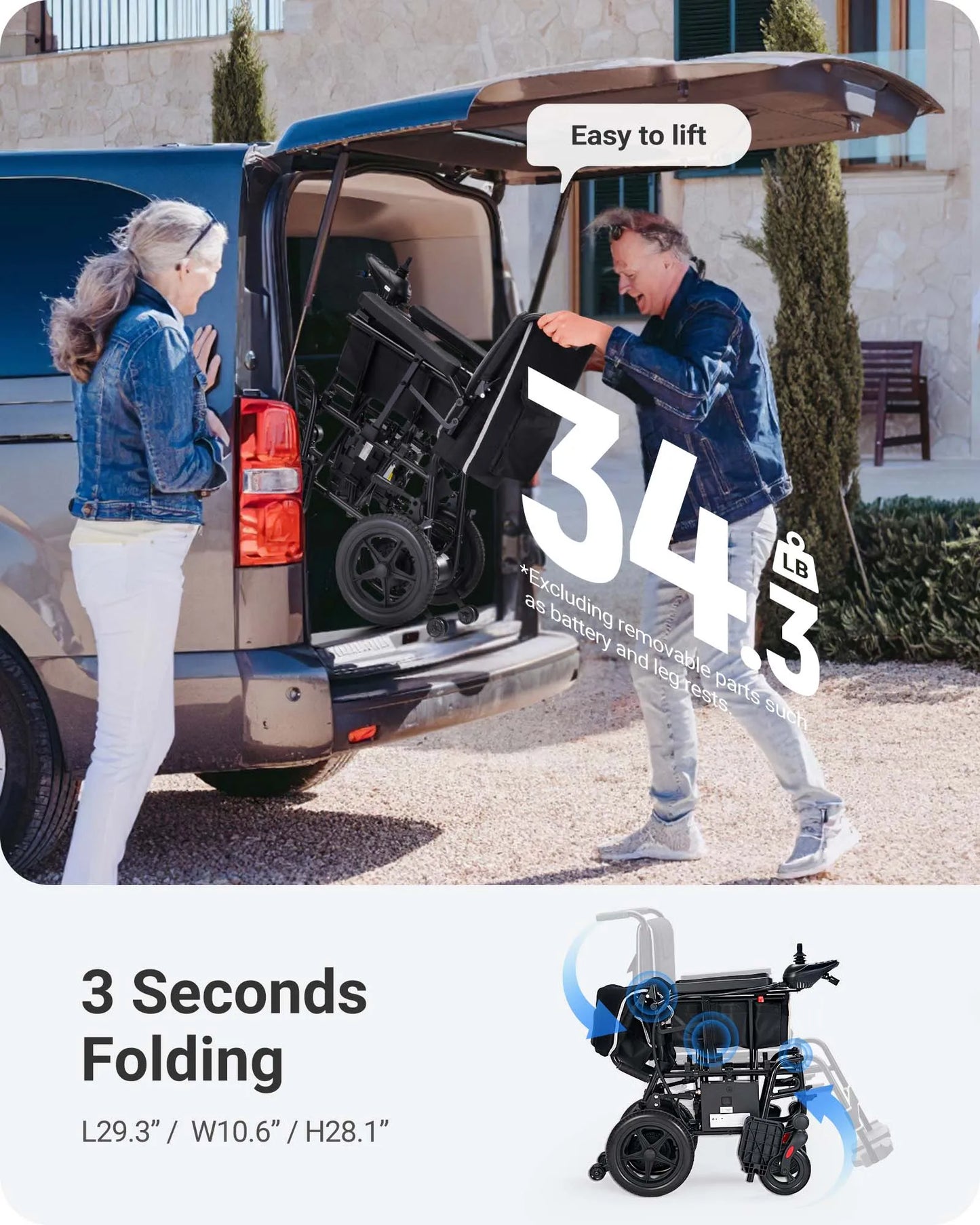 Folding Economical Electric Wheelchair for Adults (500W)